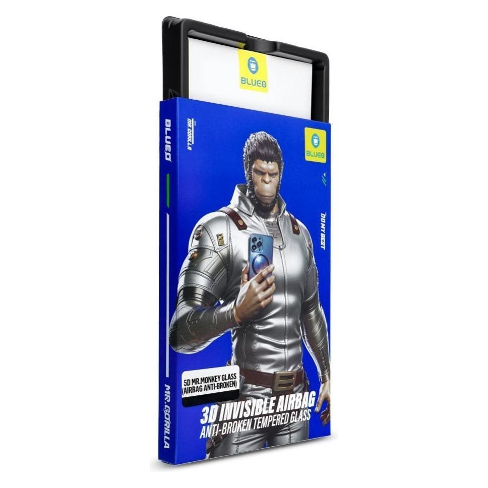 BlueO Protective glass 5D Mr. Monkey Glass - Apple iPhone 15 black (Airbag Anti-broken) (1 Stk., Apple iPhone 15) (49066116)