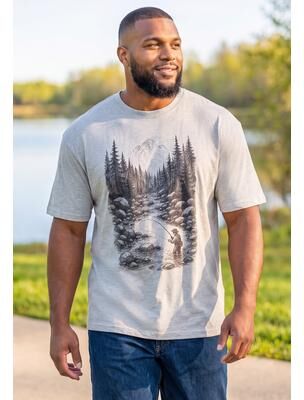 Men's Big & Tall Boulder Creek™ Nature Graphic Tee by Boulder Creek in Fishing River (Size XL)