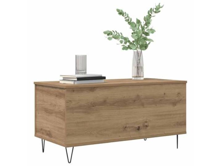 KTHLBRH Couchtisch Eiche Handwerk 90 x 44,5 x 45 cm Mehrschichtiges Holz, Metall, Klappdeckel, Haarnadelbeine, Industrie-Stil