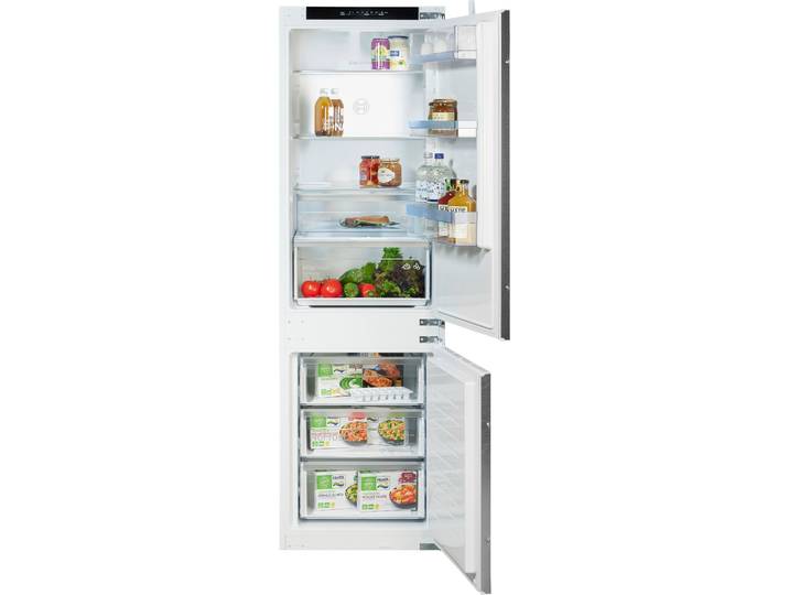 BOSCH Einbaukühlgefrierkombination KIN86VSE0 , Energieeffizienz: E, silber (weiß), Rechtsanschlag, wechselbar, Kühlschränke, Extra viel Platz für deine frischen Lebensmittel dank VitaFresh XXL, Einbaukühlgefrierkombination