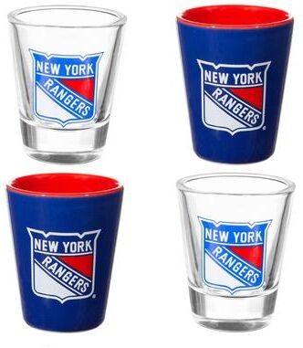 Evergreen 4-Piece Ceramic and Glass 2 oz. Shot Glass Set, New York Rangers