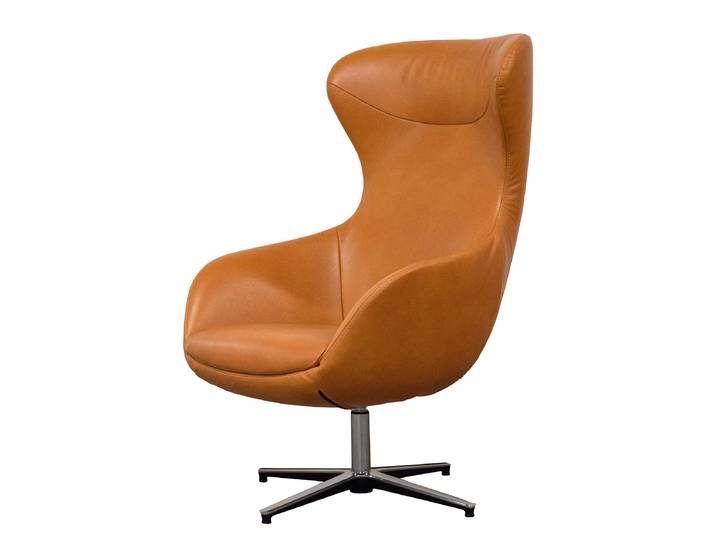 Sessel Braun Echtleder Bulle ohne Hocker 76 x 117 x 74cm