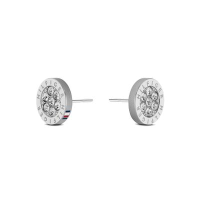 Paar Ohrstecker TOMMY HILFIGER "Schmuck Edelstahl Ohrschmuck Ohrringe CRYSTAL", silber (edelstahlfarben, kristallweiß, kristallweiß), Ohrringe, Damen, 10mm, Edelstahl, mit Glasstein
