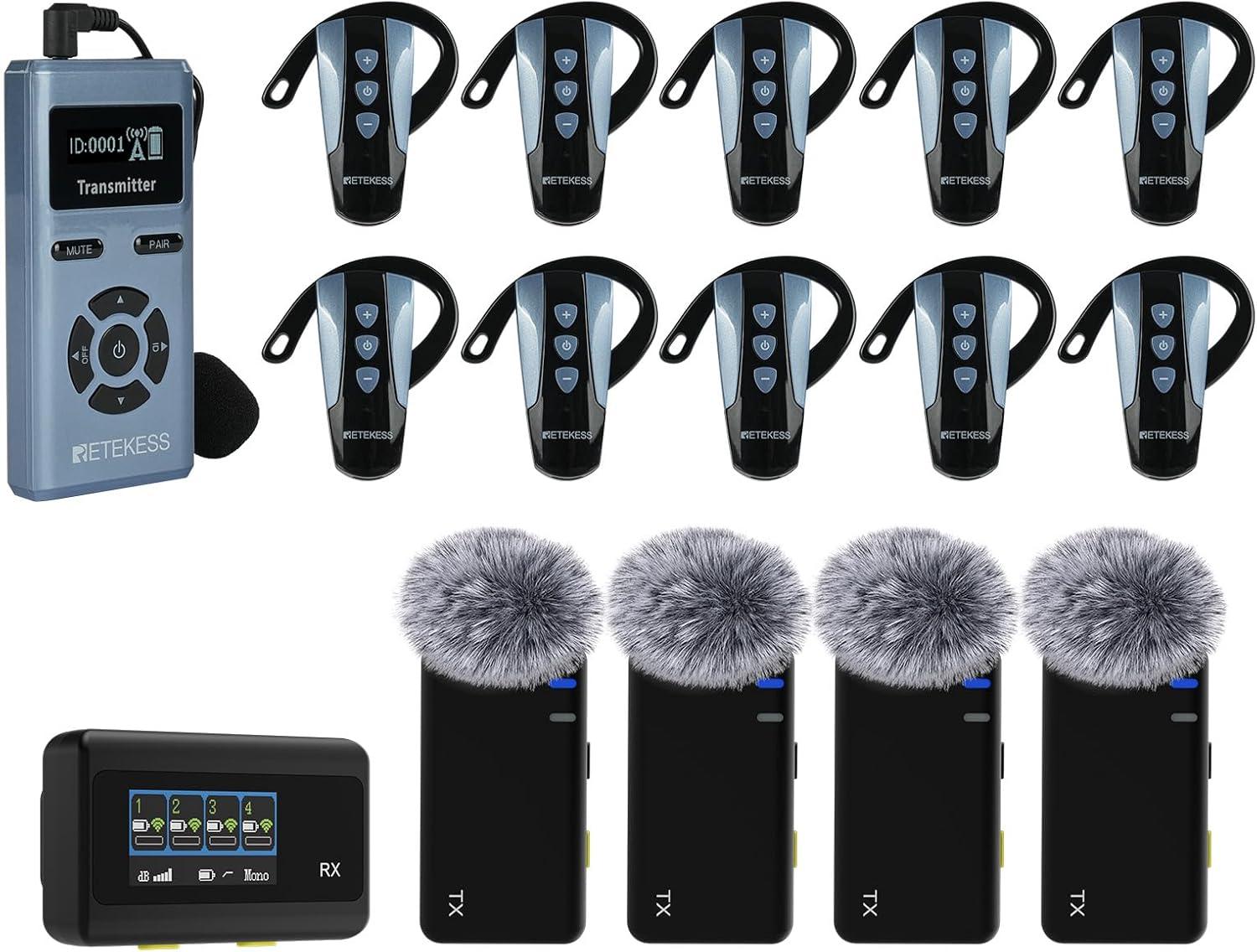 Retekess TT106S Tourguide-System, Audiosystem mit Lavalier-Mikrofon, Erklärungen für mehrere Personen, 200 m Reichweite, Übersetzungsgerät für Reisen