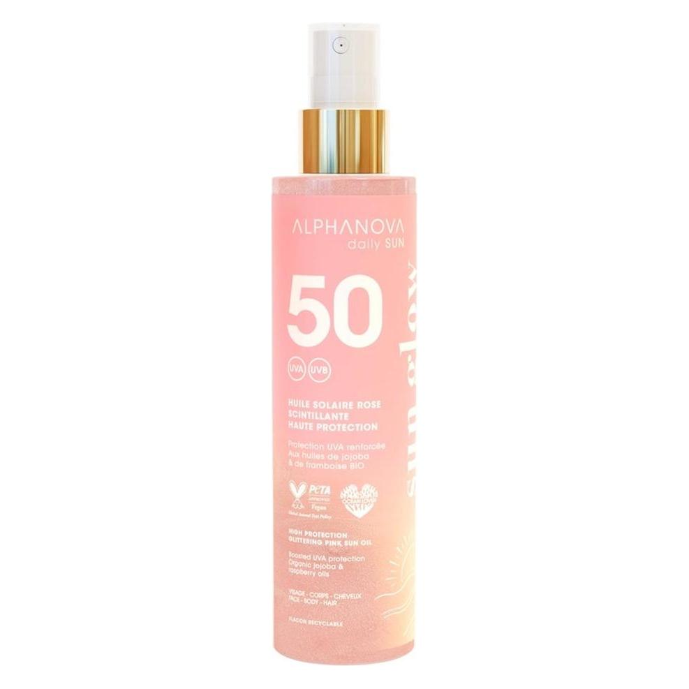 Alphanova Sun Oil Pink Glitter High Protection SPF 50 (SPF 50, 125 ml) (ASUNDS50HPR)