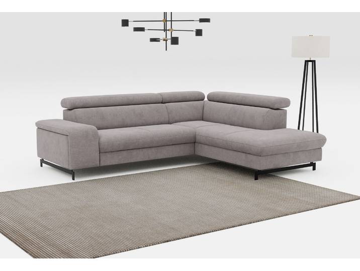 Ecksofa COTTA Emma L-Form, B: 262 cm , grau (stone), B:262cm H:97cm T:215cm, Sofas, Ecksofa, mit Kopfteilverstellung, optional Schlaffunktion & Bettkasten