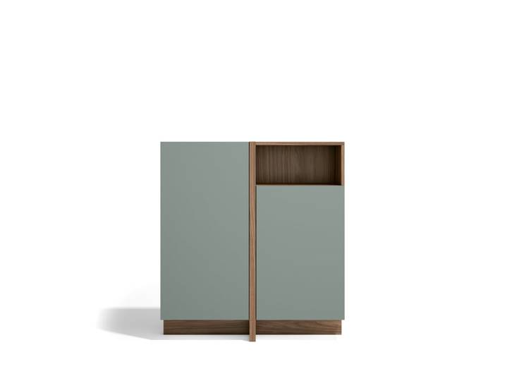 Buffet de rangement 1 niche 2 portes en placard finition noyer et vert