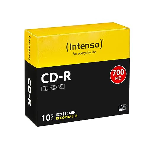 Intenso CD-R Blanks 700MB 52x Slim Case, 10 stuks, Zilver/Zwart