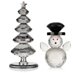 ABELLA Xmas Dekoset 2tlg. Kristallglas-Optik in Geschenkbox Höhe 11,8cm & 18,2cm