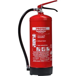 Protex Feuerlöscher PDE 6, 6 kg, Pulverlöscher, 27A, 183B, C, Manometer, frostsicher
