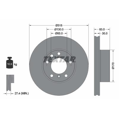 TEXTAR Bremsscheibe PRO+ 92304905 315mm 30mm für Mercedes