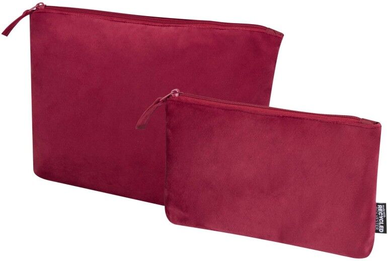 Set de trousses de toilette en velvet gomme recyclées GRS Swift bordeaux