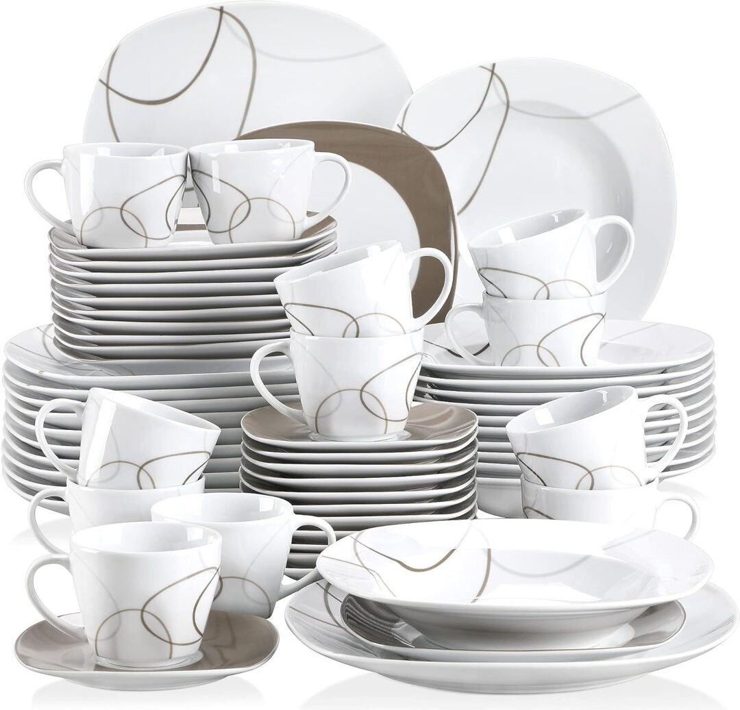 Vancasso 60 Piece Dinnerware Set, Service for 12 Red;White 60