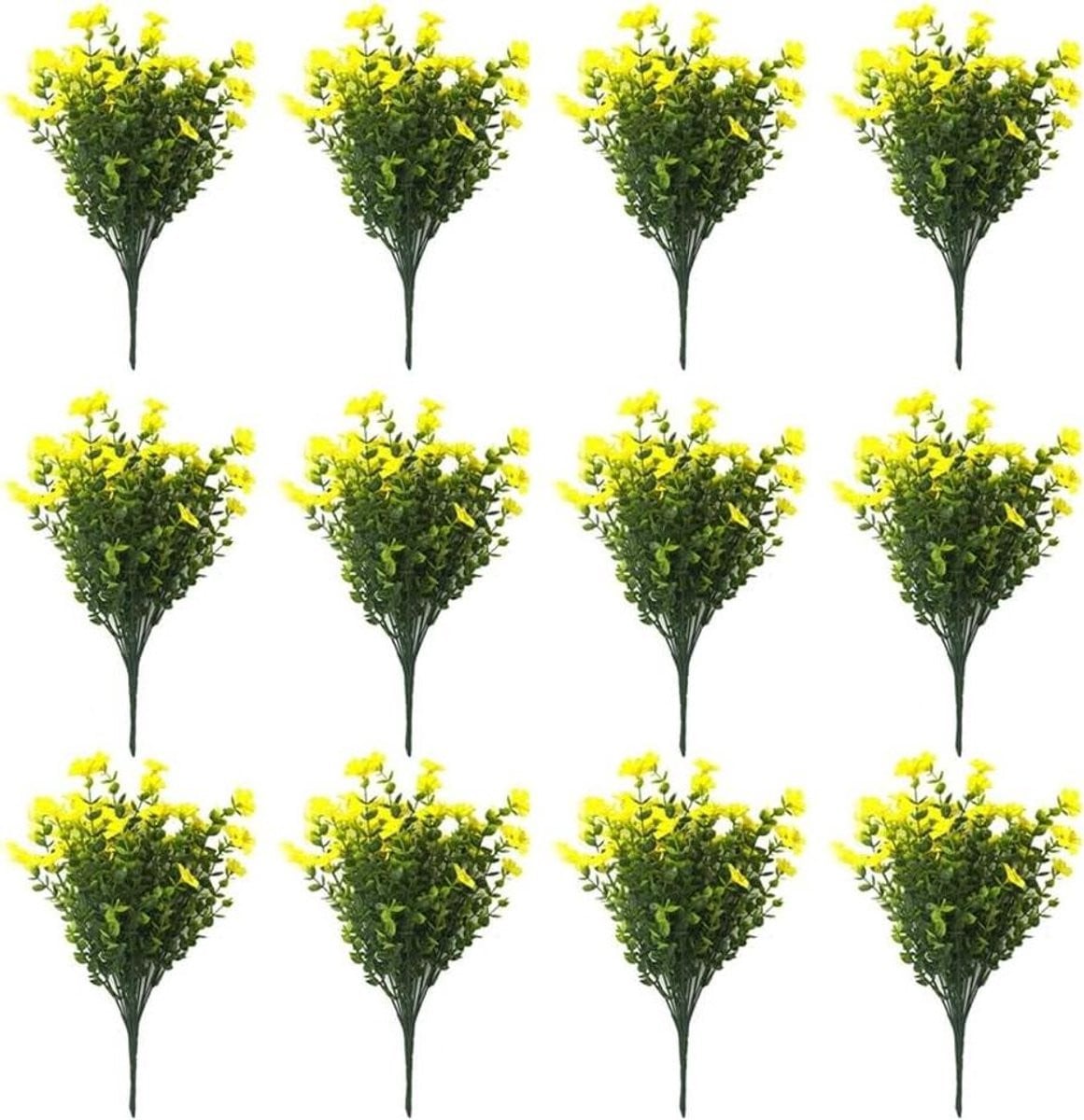 Set van 12 UV-bestendige kunstbloemen voor buiten decoratie - Geel