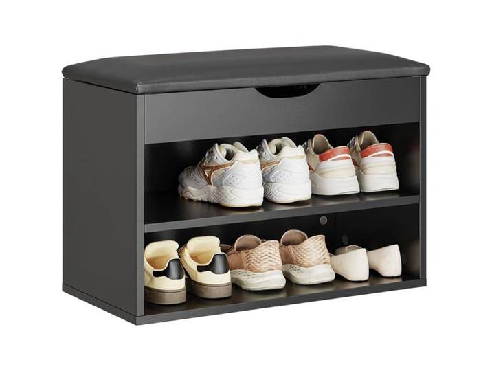 Banc à Chaussures avec Rangement - SoBuy - 6 Chausures - Pour Petit Appartement Entrée Noir 60x30x43cm
