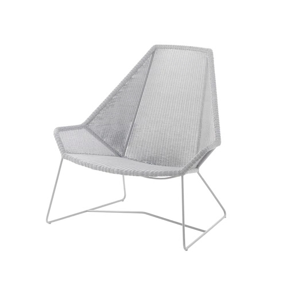 Cane-line Breeze loungestoel met hoge rug in weave witgrijs