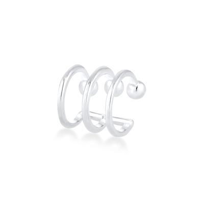 Single-Ohrhaken ELLI "Ear Cuffs 3er Ohrklemme Kugel Trend 925er Silber", silber, Ohrringe, Damen, onesize, ohne Stein, Silber 925 (Sterlingsilber)