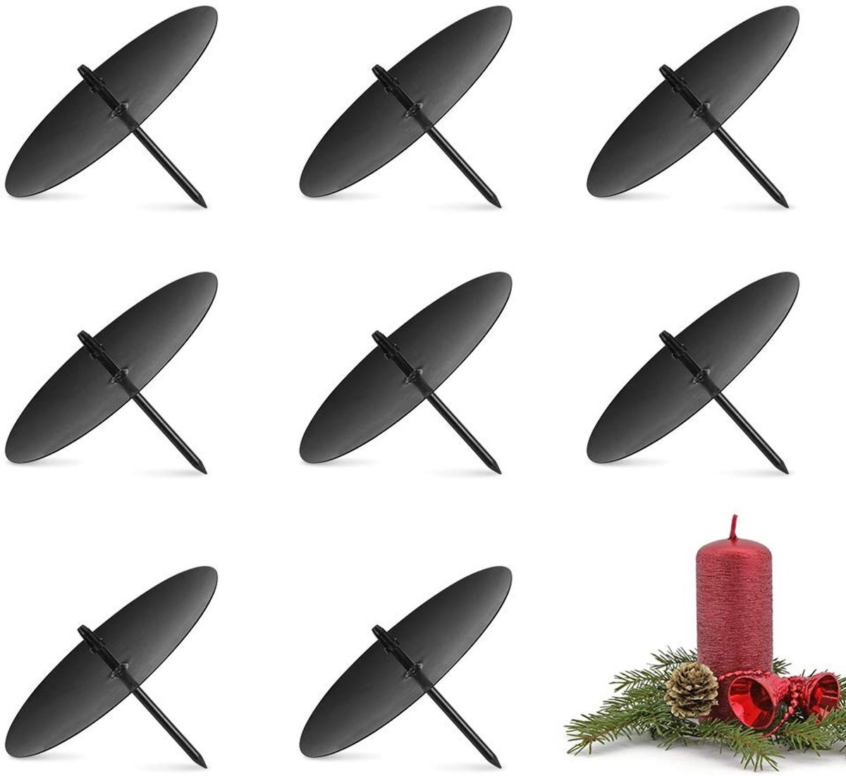 Allecto Wishstar Kaarsenhouder Set van 8 - Zwart Metaal - 6 cm