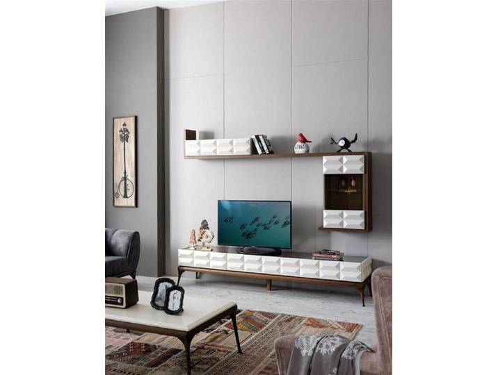 JVmoebel Sideboard Weißes Lowboard mit Stauraum und TV-Ständer für modernes Wohnen (2 St., Sideboard + Wandschrank), Made in Europa
