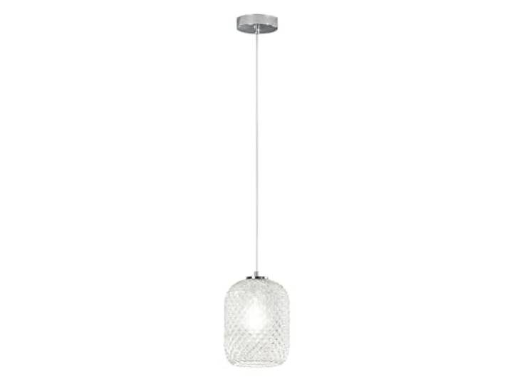 ECO-LIGHT Pendelleuchte ASHFORD Relief Kristall Klarglas transparent Klar, 20cm x Ø15cm