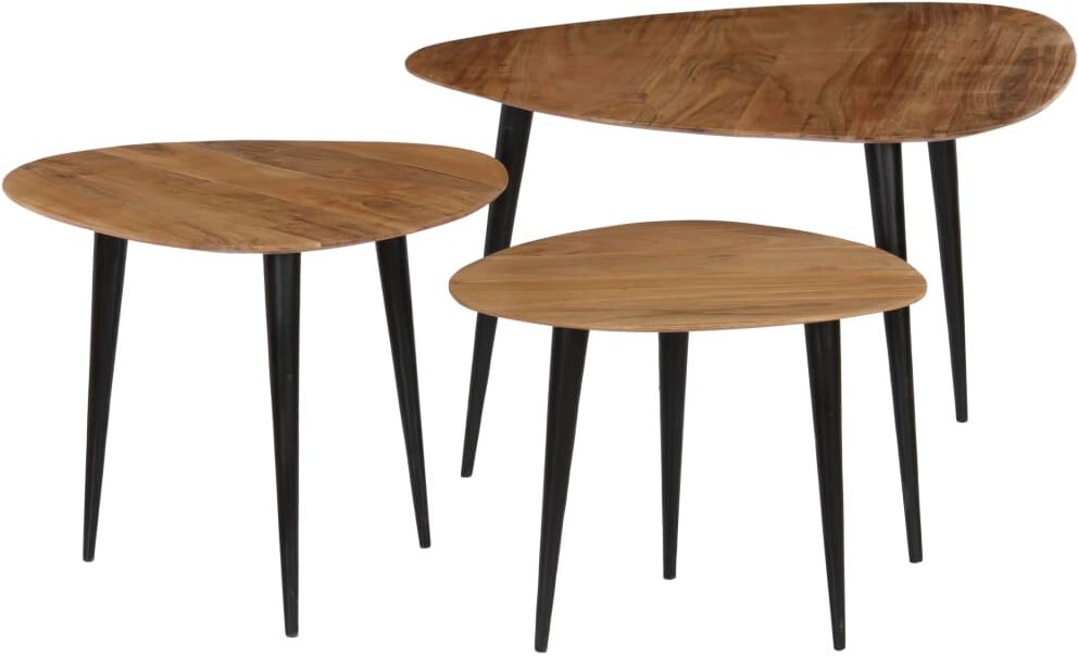 vidaXL Tables basses 3 pcs Bois d'acacia massif