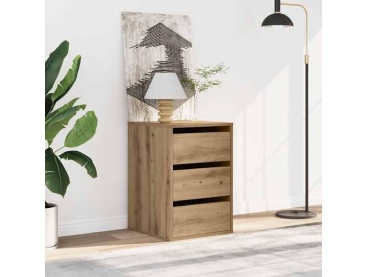 HKQWPBF Kommode Artisan-Eiche 40x41x58 cm Holzwerkstoff 3 Schubladen Schubladenschrank, Holzwerkstoff, Artisan-Eiche, 3 Schubladen, 40x41x58 cm, feuchtigkeitsresistent, glatte Oberfläche,