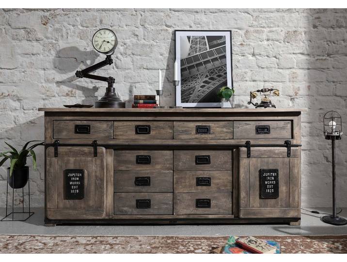 Sideboard Mango 200x45x90 grau lackiert RAILWAY #222