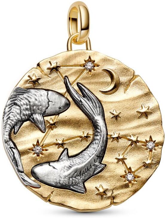 PANDORA XL Sternzeichen Fische Talisman Charm, bicolor silber-gold
