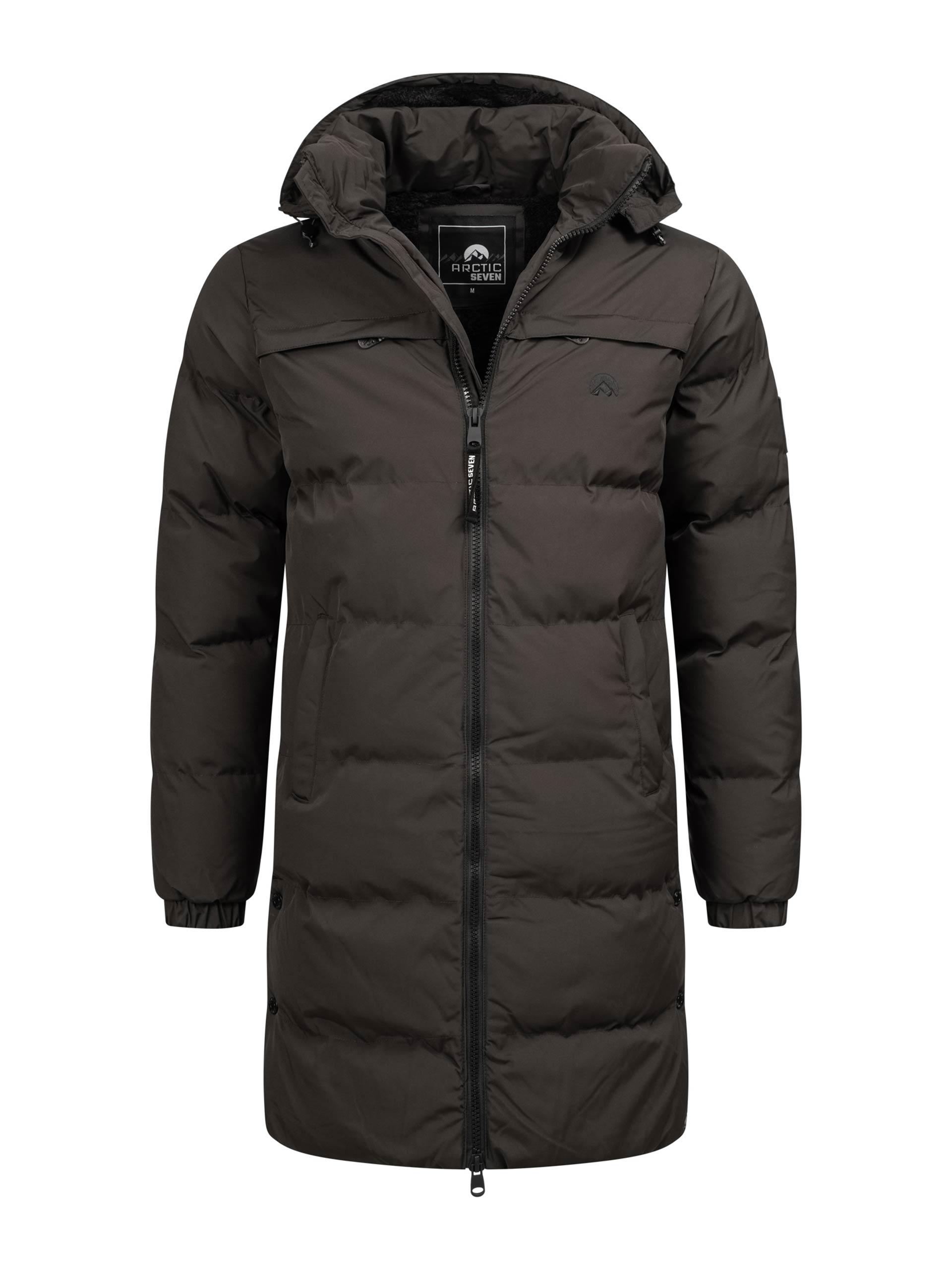 Arctic Seven Herren Winter Parka gesteppt Dunkelgrau