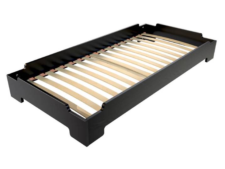 Lit Empilable 90x200 - 1 place en Bois Massif 90x200 Noir