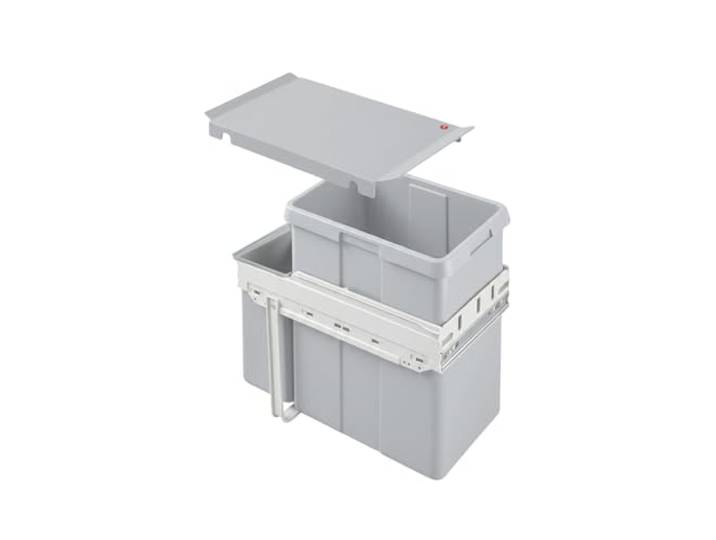 Hailo Abfallsammler 38+7 L Tandem Einbau-Abfallsystem für Schränke Küchen-Mülleimer mit 2fach Mülltrennung Abfalleimer für vorhandenen 30cm Schrankauszug