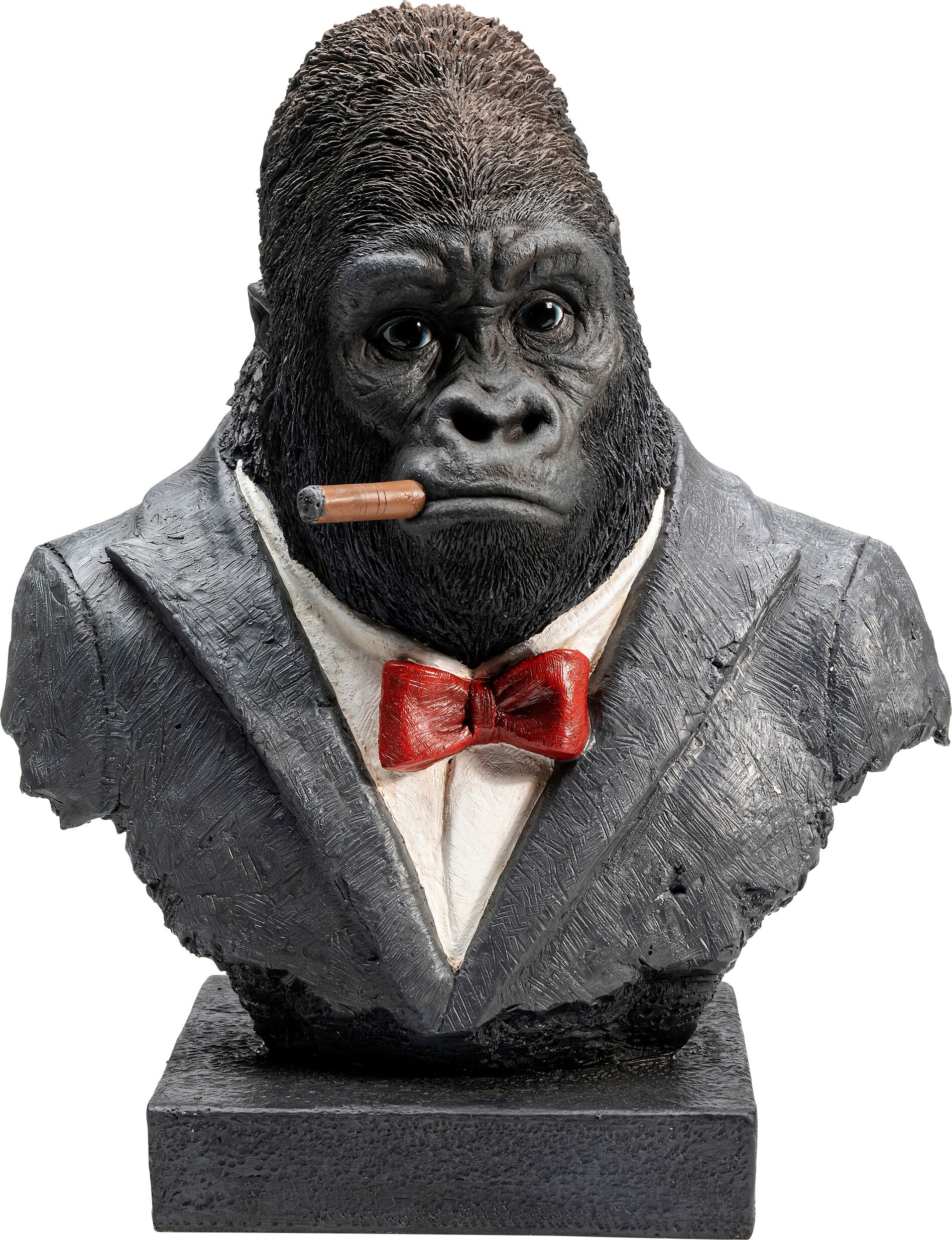 Dekoobjekt KARE DESIGN "Smoking Gorilla 48cm", grau (schwarz), B:38cm H:45cm T:24cm, Polyresin, Dekofiguren, Dekoobjekt schwarz B/H/T: 38cm x 45cm x 24cm