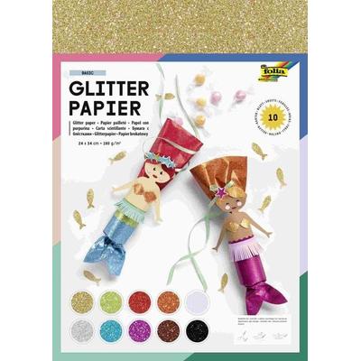 Folia Glitterpapier, 24x34cm, 10 Blatt, farbig sortiert