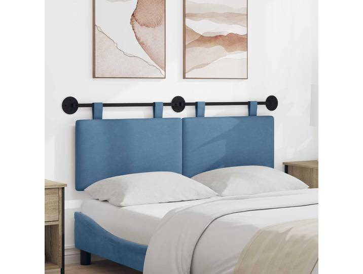 vidaXL Hängendes Kopfteil Blau Cordstoff
