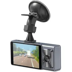 Avizar Auto 3-Kanal Dashcam Full HD Kamera Nachtsicht und WiFi (Eingebautes Display, Full HD), Dashcam, Schwarz