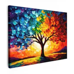 LEINWANDBILD Baum - Kunst - Natur - Sonnenuntergang Wandbild 40x30 cm
