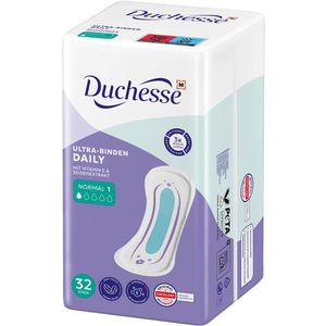Duchesse Damenbinden Daily Normal, Größe 1, geruchsneutralisierend, ohne Flügel, 32 Stück