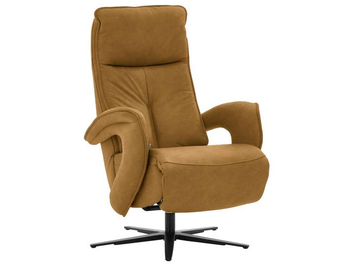 Valdera Relaxsessel, Currygelb, Metall, Echtleder, Semi-Anilinleder, Rindleder, 77x110x87 cm, Goldenes M, Fussart wählbar, Lederauswahl, Stoffauswahl, Wohnzimmer, Sessel, Relaxsessel