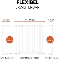 Hauck, Schutzgitter, Tür- & Treppenschutzgitter Türschutzgitter Clear Step Autoclose 2 + (75 - 80 cm)