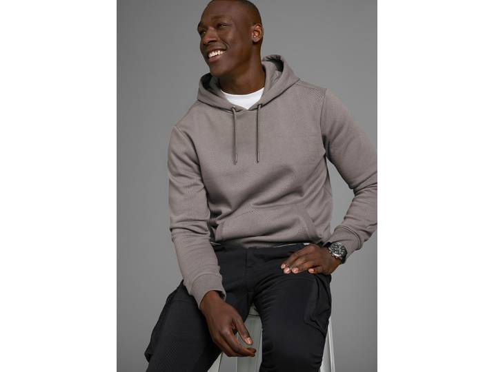 Kapuzensweatshirt MAN'S WORLD, Herren, Gr. 4XL (68/70), grau, angeraute Sweatware, Obermaterial: 60% Baumwolle, 40% Polyester. Kapuzenfutter: 60% Baumwolle, 40% Polyester, unifarben, Basic, regular fit, angesetztes Bündchen, Sweatshirts Kapuzensweatshirt, mit Kängurutasche, auch in größeren Größen