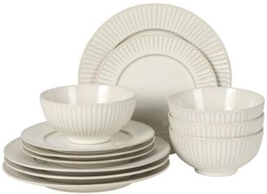 Gibson Elite Soleil 12-Piece Stoneware Dinnerware Set for 4, Plates, Salad Plates and Bowls