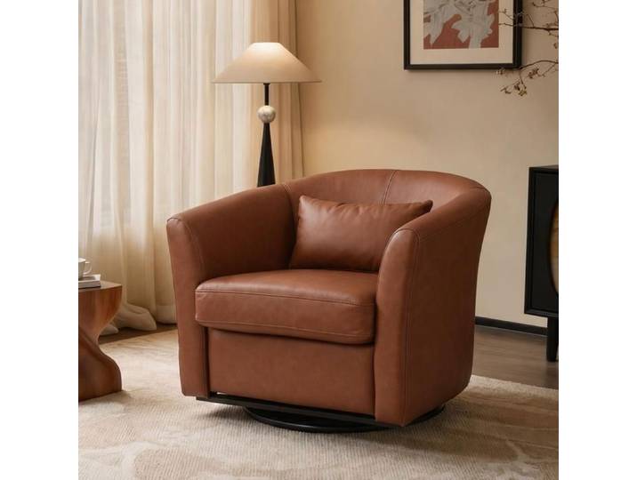 Fauteuil de Salon Moderne en Cuir Synthétique Chaise d'Appoint Confortable
