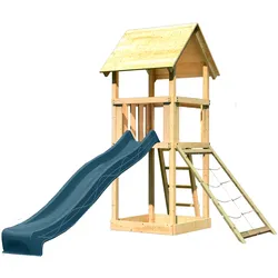 Akubi Kinderspielturm Lotti inkl. Netzrampe und Rutsche anthrazit