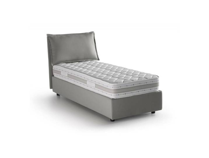 Lit simple en tissu gris 90x200 cm