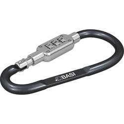 Basi 0006-0104-1100 BASI - Karabinerhaken - Aluminium eloxiert - 3-stellige Zahlenkombination - schwarz - 0006-0104-100 (Ø x L) 6 mm x 95 mm