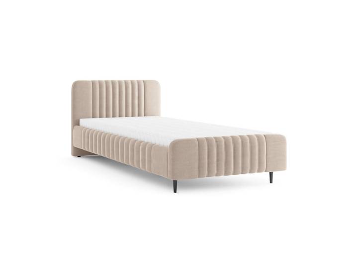 Deine Möbel 24 Polsterbett Auro 12 120/200 cm in Velours Beige, 120x200 cm, Schlafzimmer, Betten, Polsterbetten
