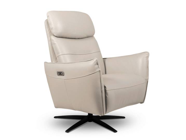 Livetastic Relaxsessel, Hellgrau, Metall, Echtleder, Rindleder, 77x107x88 cm, Relaxfunktion, USB-Anschluss, USB-C-Anschluss, Sitzfläche 360° drehbar, Stoff-/Lederauswahl, Wohnzimmer, Sessel, Relaxsessel