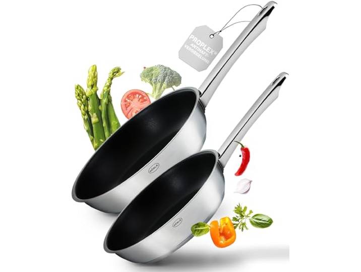 RÖSLE Moments Pfannenset 2 Stück 20 und 28 cm, Bratpfanne aus Edelstahl