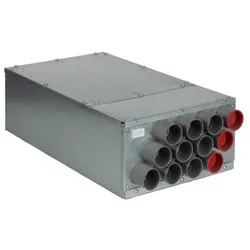 12-fach Luftverteiler mit integriertem Schalldämpfer für DN 50 Kunststoff-Flexkanal Anschluss DN 125