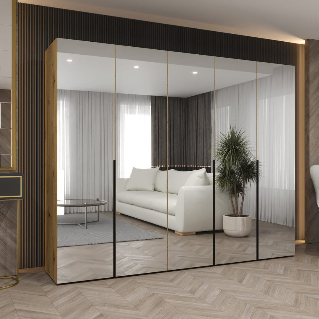 Latitude Run Bogins 4 Door Wardrobe Oak Artisan 250cm W X 52cm D